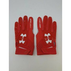 New Under Armour Men's Red/Red/White Spotlight WR Football Gloves - Size Large
